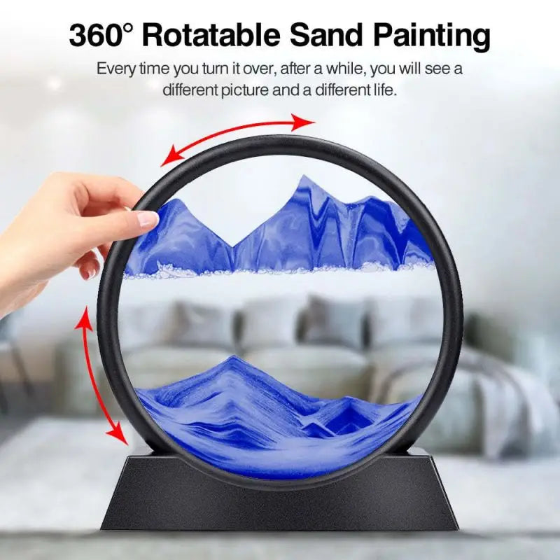 SandFlow Art Painting Sand Art Round Glass 3D Hourglass Deep Sea Sandscape In Motion Display Flowing Sand Frame For home Decor