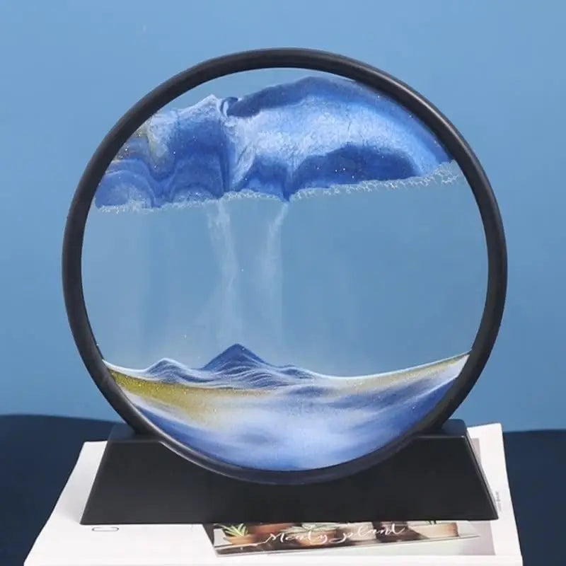 SandFlow Art Painting Sand Art Round Glass 3D Hourglass Deep Sea Sandscape In Motion Display Flowing Sand Frame For home Decor